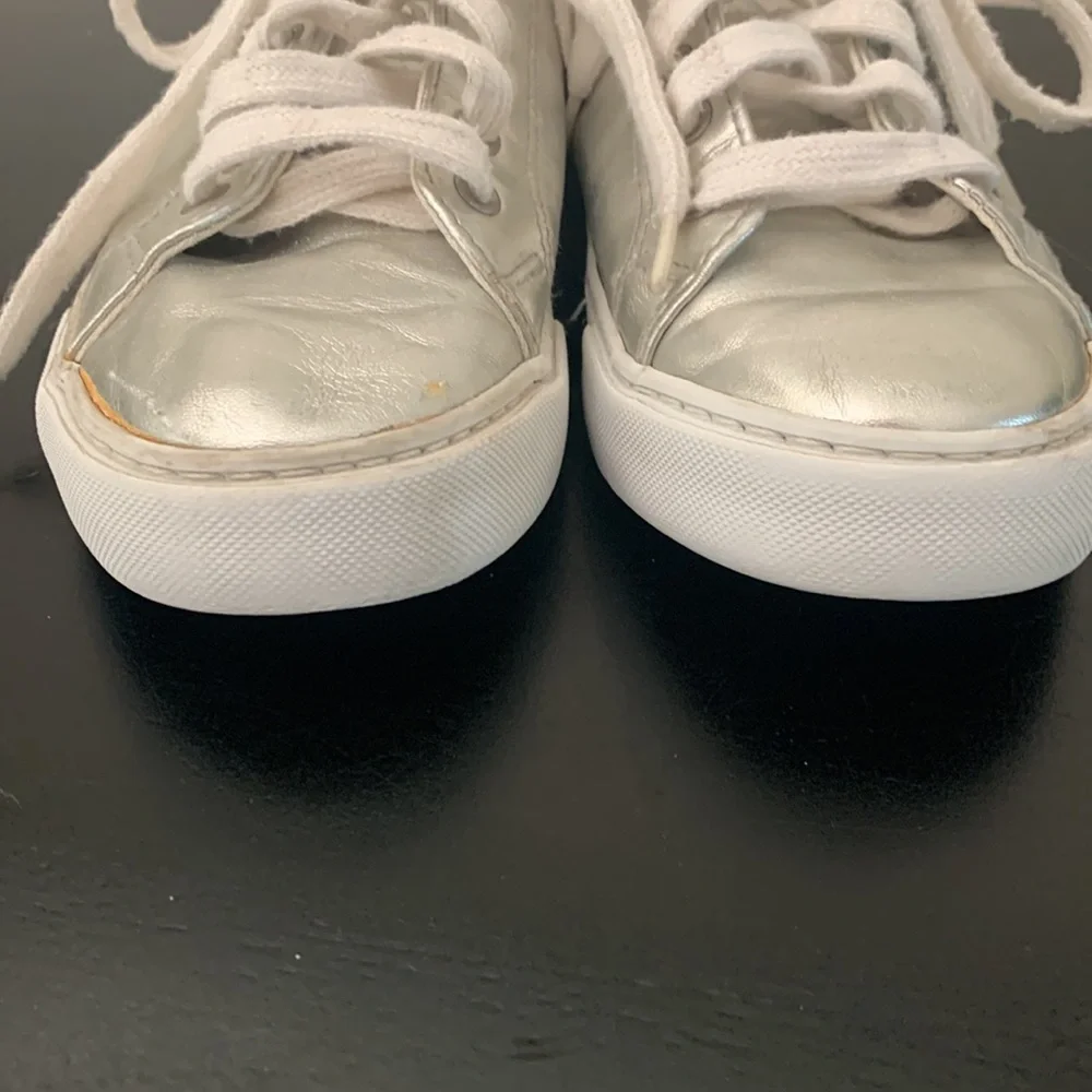 Polo Ralph Lauren Easton Sneakers Size 4 Unisex Metallic SilverBoy Girl Low Top